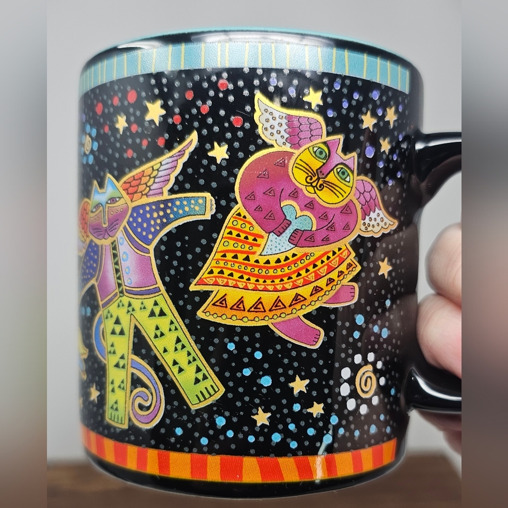 Rare Laurel Burch Wine Things Fabulous Felines Whimsical 2009 Ceramic Mug Cats - Picture 2 of 12